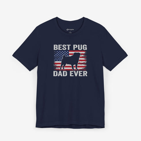 Pug Dad T- Shirt - Pug Shirt for Men - American Flag Pug Tee